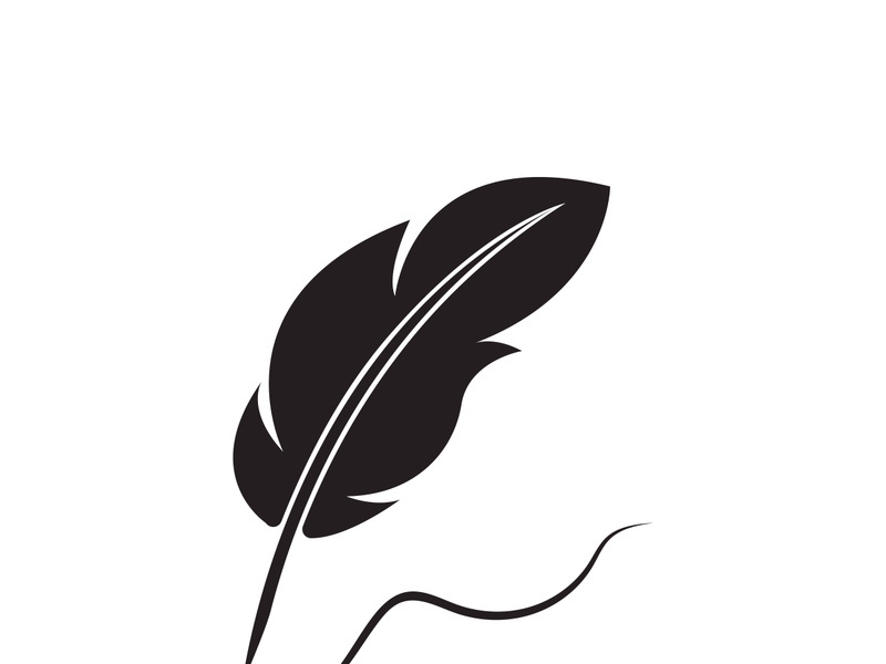 Feather quill design icon and logo illustration classic stationery