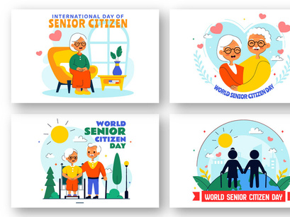10 World Senior Citizen Day Illustration