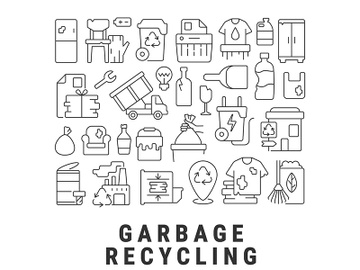Garbage recycling abstract linear concept layout with headline preview picture