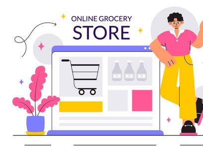 10 Online Grocery Store Illustration