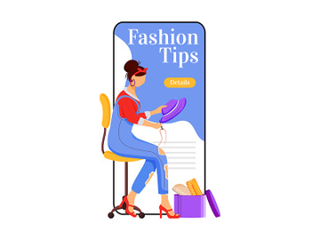 Fashion tips cartoon smartphone vector app screen preview picture