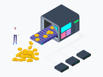 Cryptocurrency Mining Factory Isometric Graphic preview picture