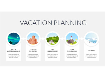 Vacation planning flat color vector informational infographic template preview picture