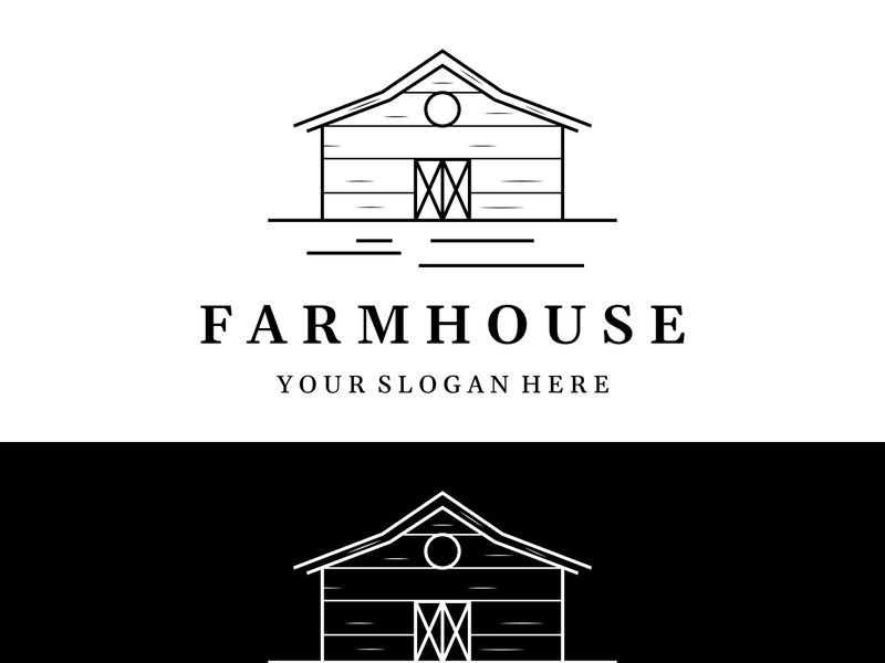 Logo design of organic farm house or barn or barn and animal farmhouse vintage.Vintage country logo.