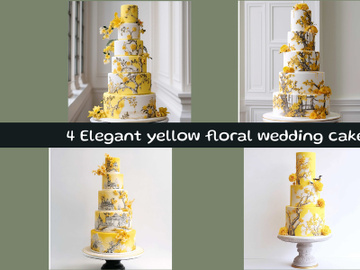Elegant yellow floral wedding cake preview picture