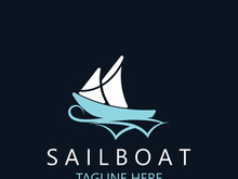 Sailboat vintage logo minimalist with wave, travel yacth or sailing boat vector design template