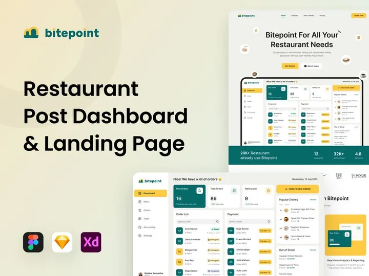 Bitepoint - Restaurant POS Dashboard & Landing Page preview picture