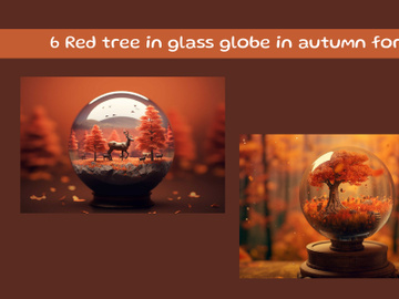 Red tree in glass globe in autumn forest preview picture
