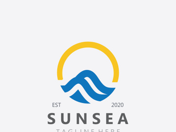 Sun sea Logo design creative premium sun beach logo icon vector template preview picture