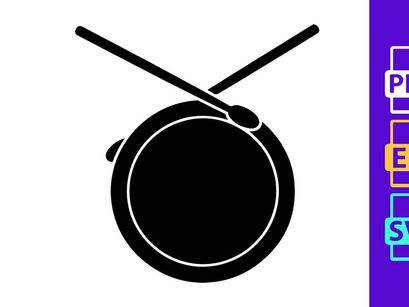 Drum with sticks icon