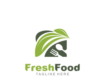 Fresh food logo healthy product badge or label food and drink market, vegan, nature organic premium quality design preview picture