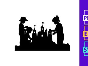 Children Building Sandcastle Beach Fun preview picture