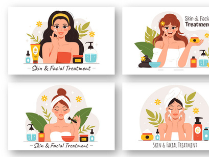 9 Facial and Skin Treatment Illustration