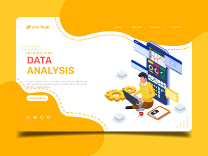 Data analysis - Landing page illustration template
