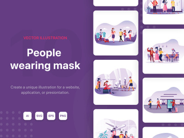 M105_People wearing mask Illustrations preview picture