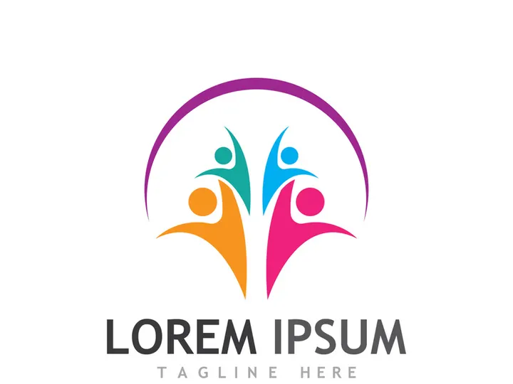 Community of people logo design with creative idea.