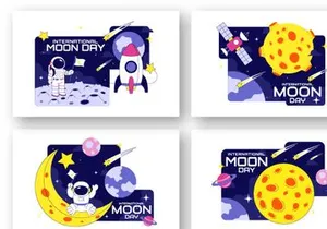 10 International Moon Day Illustration