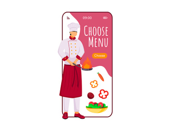 Choose menu cartoon smartphone vector app screen preview picture