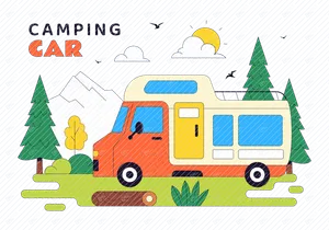 10 Camping Car Vector Illustration