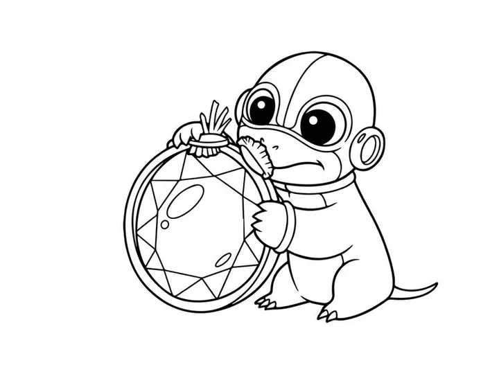 Cute baby duck holding compass vector illustration flat design
