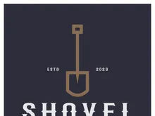 Shovel logo for agriculture, excavation,building, mining foundation. gardening vector set design with leaves