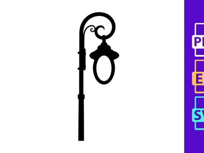 Black stork bird silhouette on lamp post minimalist design