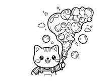 Cute cat with soap bubbles playful vector illustration