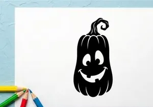 Cute Halloween Pumpkin Character with Smiling Face and Big Eyes