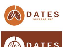 Date palm fruit plant logo design with leaves,seeds and date palm tree isolated background exotic organic plant.