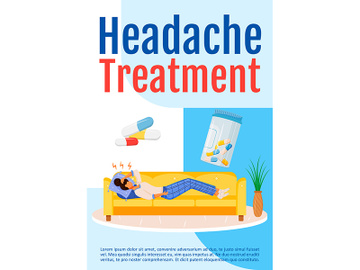 Headache treatment poster flat vector template preview picture