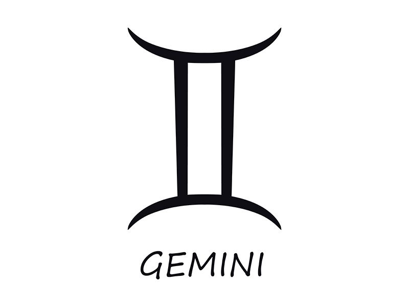 Gemini zodiac sign black vector illustration