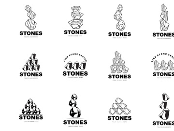 Stone Logo, Vector Stone Modern With Geometry Line Style preview picture