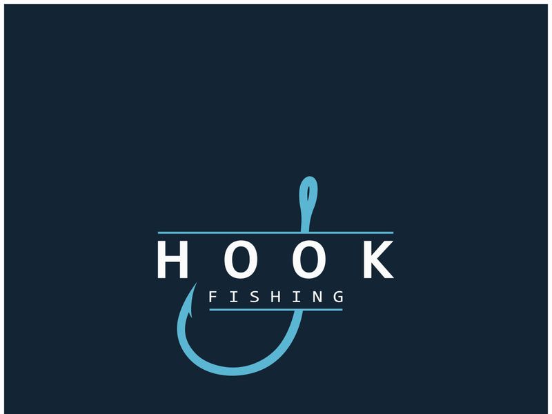 fishing hook logo design, fishing bait, fishing shop, tournament, angler, fishing community
