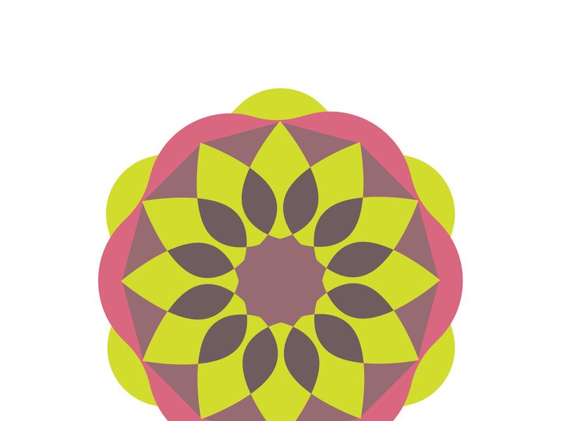 Traditional Asian colorful floral pattern Stained glass mosaic logo tile design inspiration