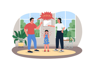 Parents fighting 2D vector web banner, poster preview picture