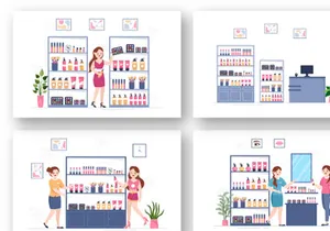 12 Cosmetics Store Illustration