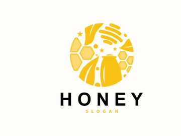 Honey Logo, Honey Bee Animal Vector, Livestock Design Simple preview picture