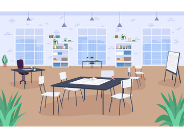 Workplace design flat color vector illustration preview picture
