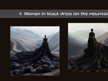Woman in black dress on the mountain preview picture