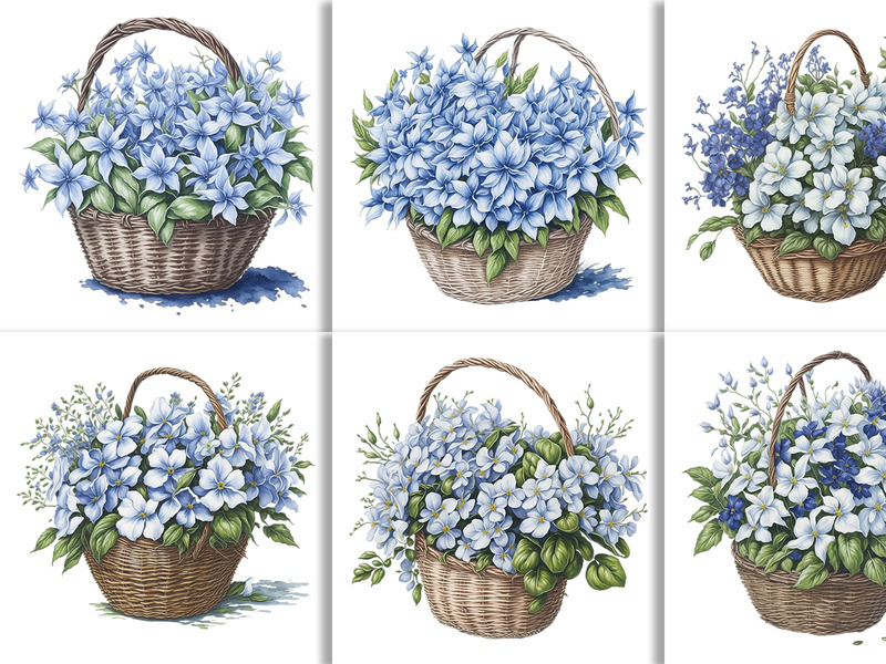 Watercolor Flower Basket Design