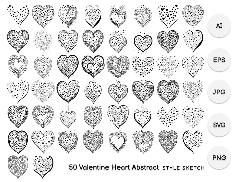 Valentine Heart Abstract Element Black