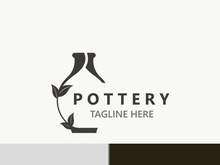 Pottery logo design handmade, creative traditional mug craft concept inspiration nature workshop