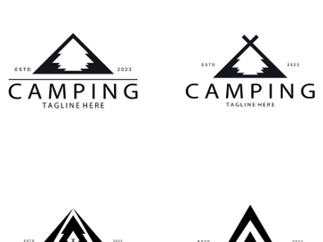 vintage and retro tent logo, camping. With tent, tree and bonfire sign. adventurers, scouts, climbers, camping equipment center preview picture