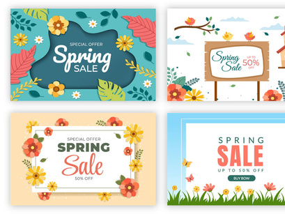 35 Spring Sale Blossom Flowers Background Illustration