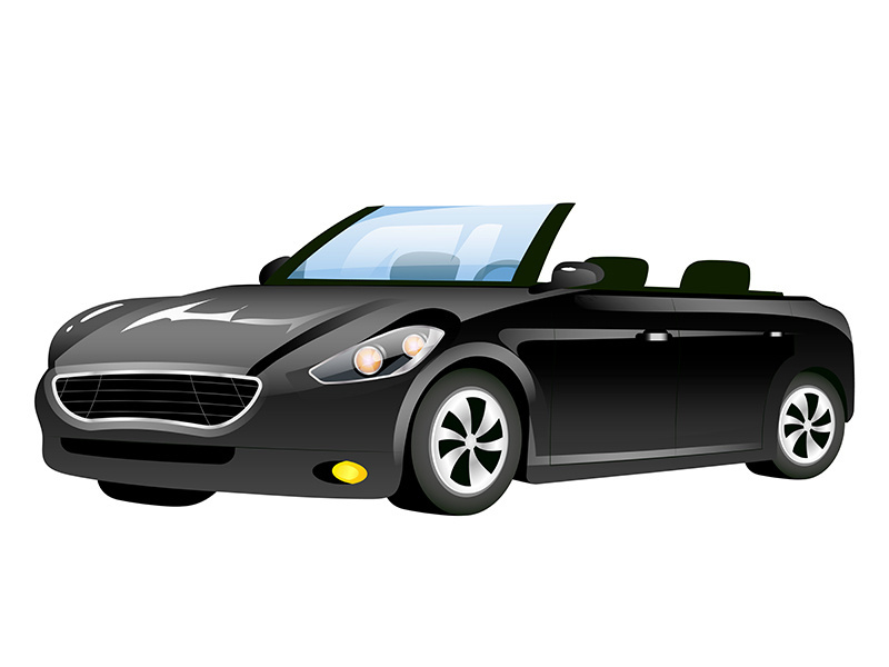 Black cabriolet cartoon vector illustration