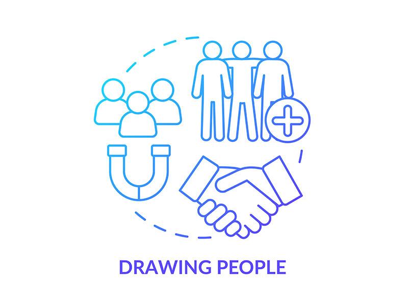 Drawing people blue gradient concept icon