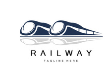Train Logo Design. Fast Train Track Vector, Fast Transport Vehicle Illustration