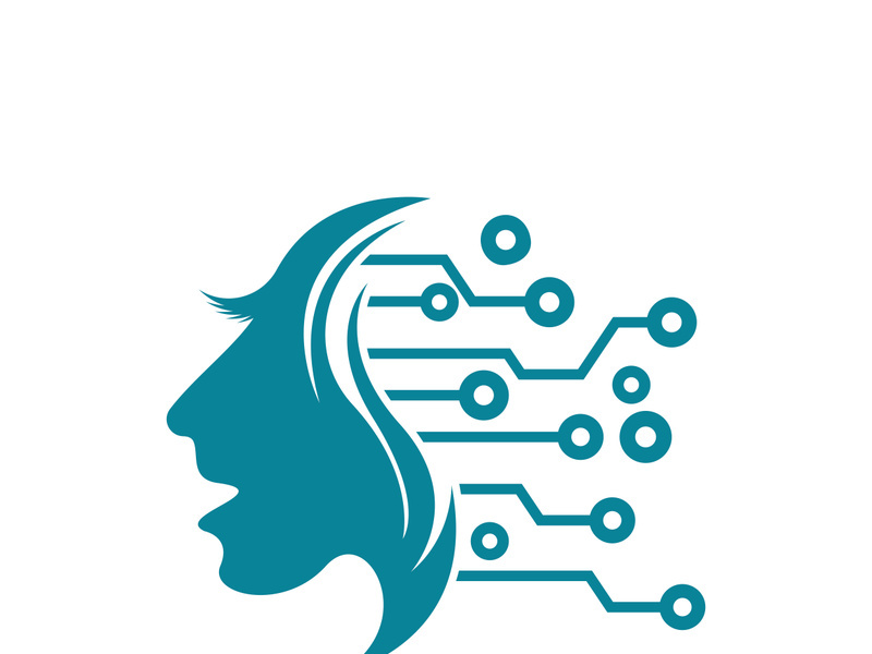 Digital abstract icon human head tech logo vector design inspiration