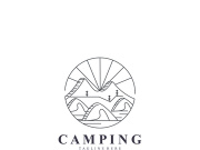 Camping logo or illustration monoline or line art style tent template design