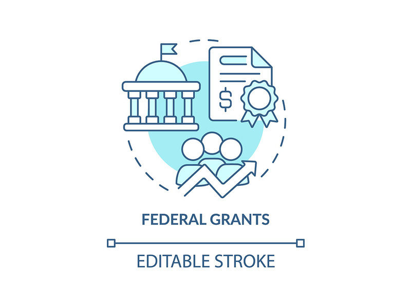 Federal grants turquoise concept icon